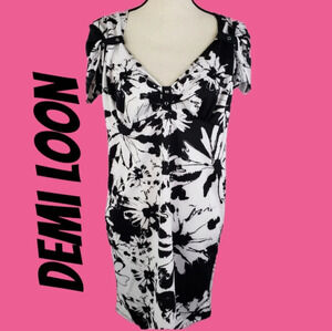 Demi Loon Black-White Floral Bombshell Vixen Pin up Back Corset Tie Dress Sz 2XL